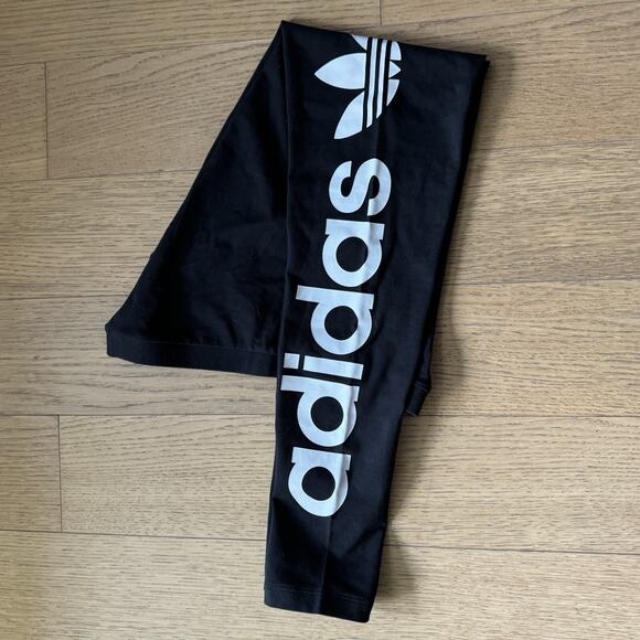 Adidas Women's High-Rise Cotton Legging With Logo Print At Leg - Size M - Picture 2 of 4